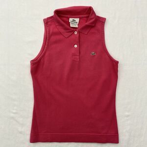 Lacoste Sleeveless Polo Shirt Womens Size 36 Pink France Tennis Croc Tank Top